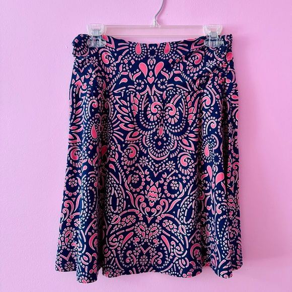 Cynthia Rowley Blue and Pink Pleated A-Line Knee-Length Skirt - Picture 3 of 5